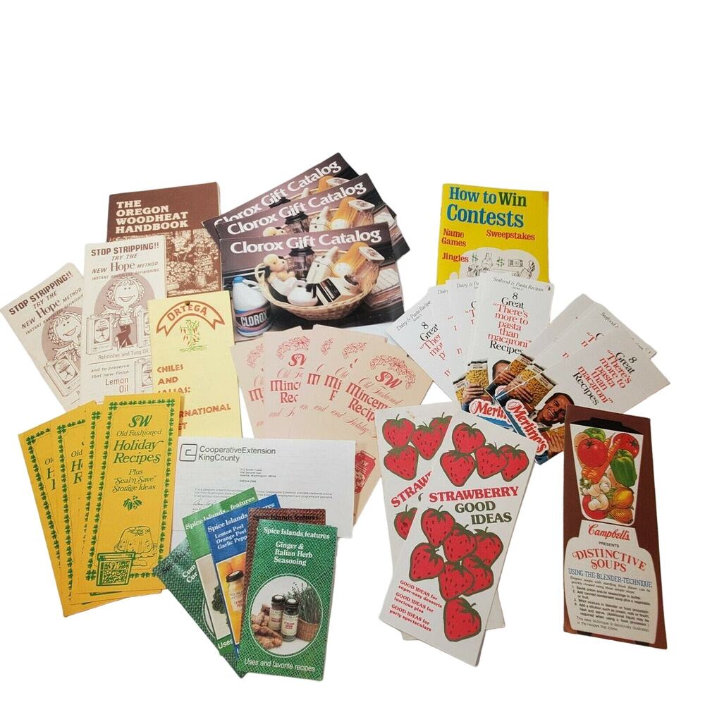38 Vintage Random Cookbook Recipe Pamphlet Lot Doubles Ephemera